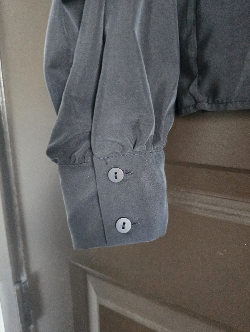 NWT Zara Women's Tailored Button-Front Crop Shirt- Charcoal Gray Size S - Picture 6 of 7